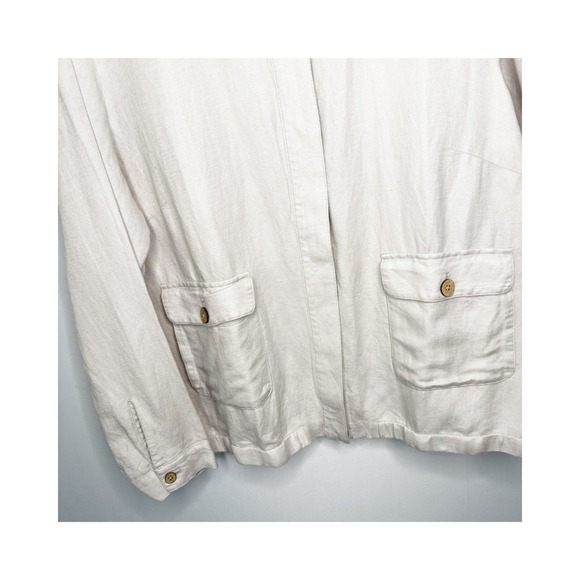 J Jill Linen Blend Jacket Size 2X Button‎ Front Jacket Collared Pockets Beige - Picture 5 of 10